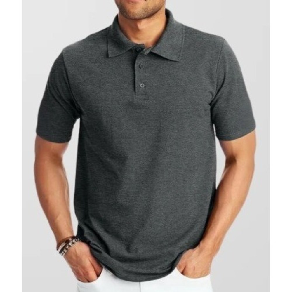 Amazon Essentials Regular Fit Short Sleeve Polo Shirt Mens L Gray Cotton Casual